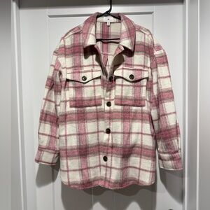 BP (Nordstrom) Pink and Cream Checkered Shacket